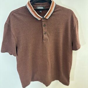 Express Men's Polo Shirt with Striped Collar